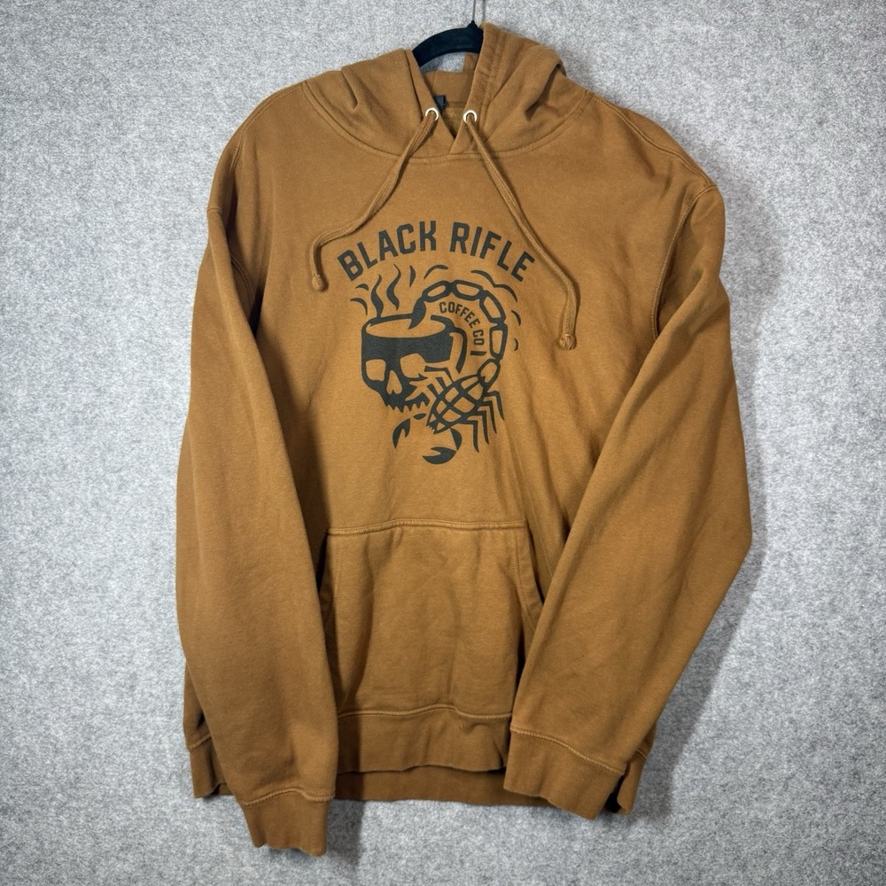 Black Rifle Coffee Co Hoodie Mens XL Brown Skull Scorpion Coffee Graphic BRCC